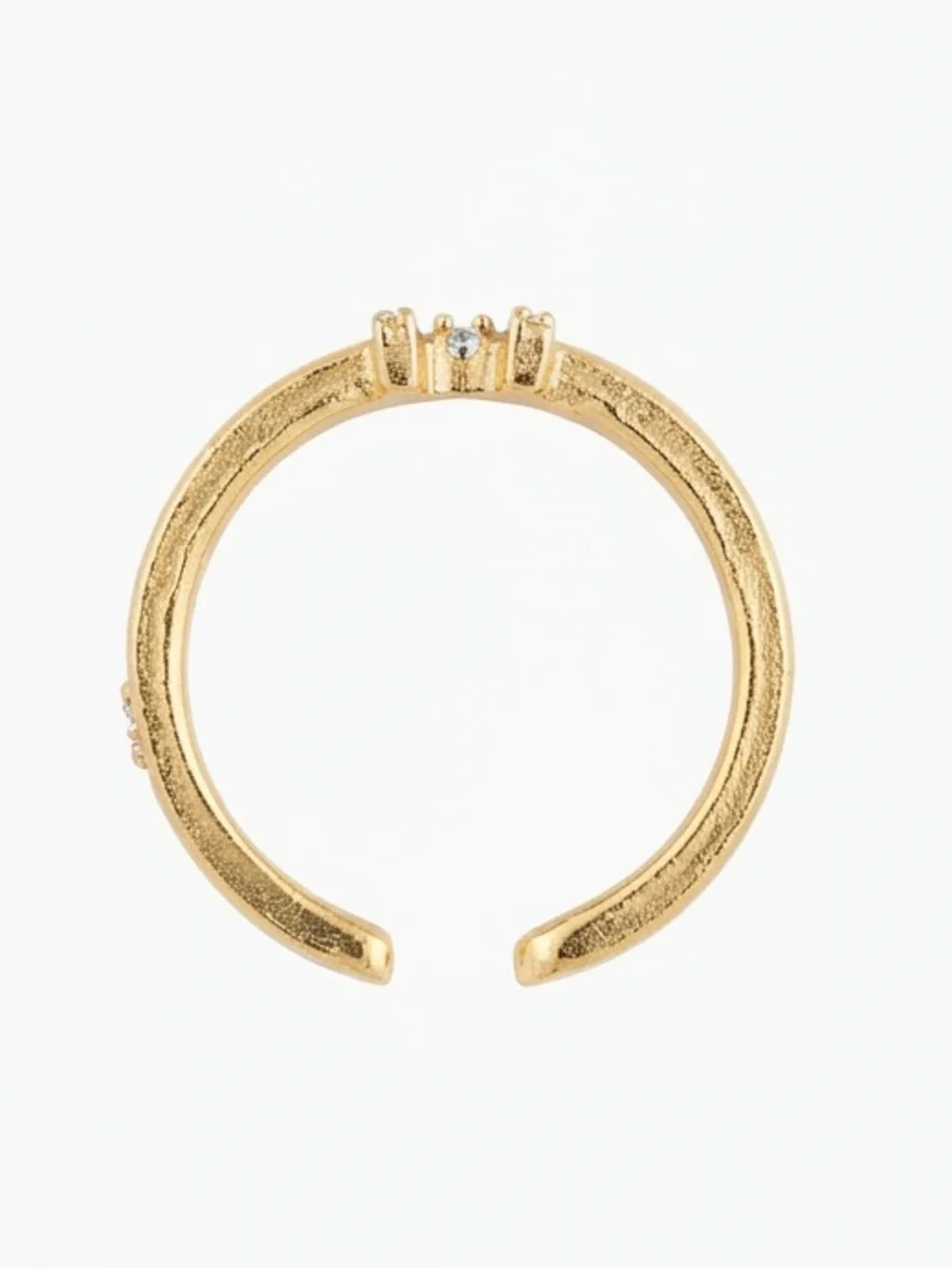 Gold Ring with Light Blue Enamel and Crystal / Rhinestone H Accent